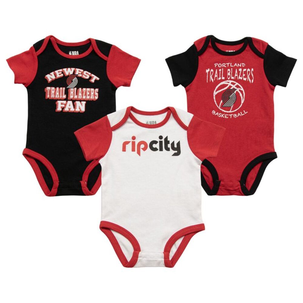 NBA Portland Trail Blazers Infant Bodysuit 3-Pack in Team Colors, 3-6 Months